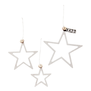 s/3 WOODz Christmas stars, Hvid