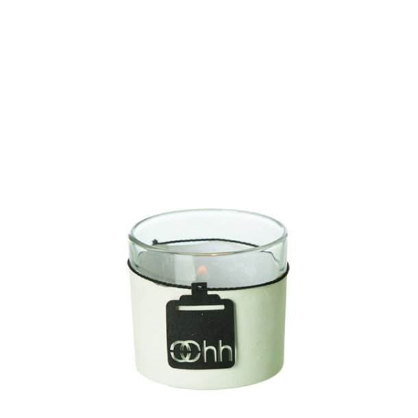 Cemented Tealight Holder, White 