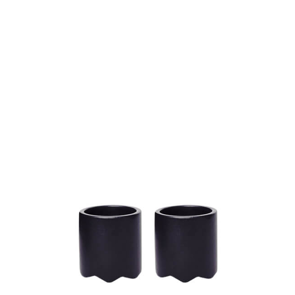 Set of 2 Wave egg cup, Black matte