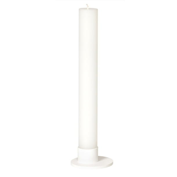  Church Candle w/black holder, white