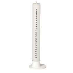 Set with white calendar candle and white holder