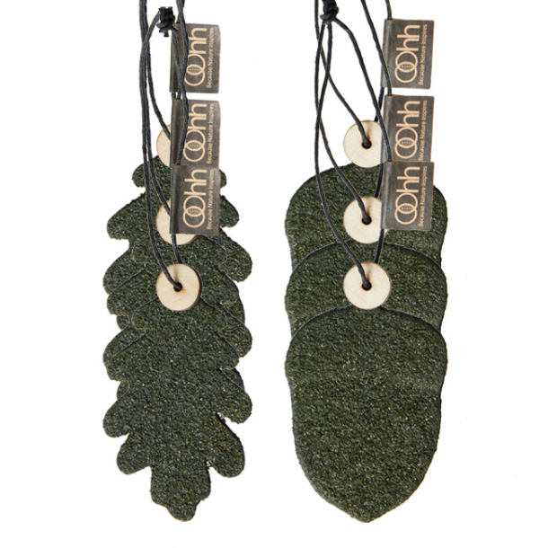 S/6 - WOODz ophng: 3 agern + 3 egetrsblade, Burnt Olive