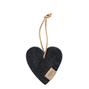 Hjerte ornament af Zero Waste uld, Charcoal
