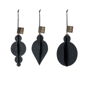Xmas eco-felt ornaments. S/3, Black