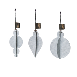 Xmas eco-felt ornaments. S/3, White