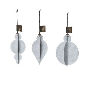 Xmas eco-felt ornaments. S/3, White