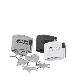 Eco-felt kurvert med 8 styk julepynt, Grey