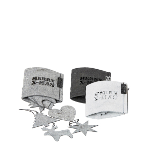 Eco-felt kurvert med 8 styk julepynt, Grey