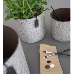 Granite hndmalet potte, Brown