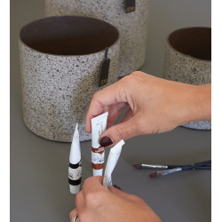 Granite hndmalet potte, Brown