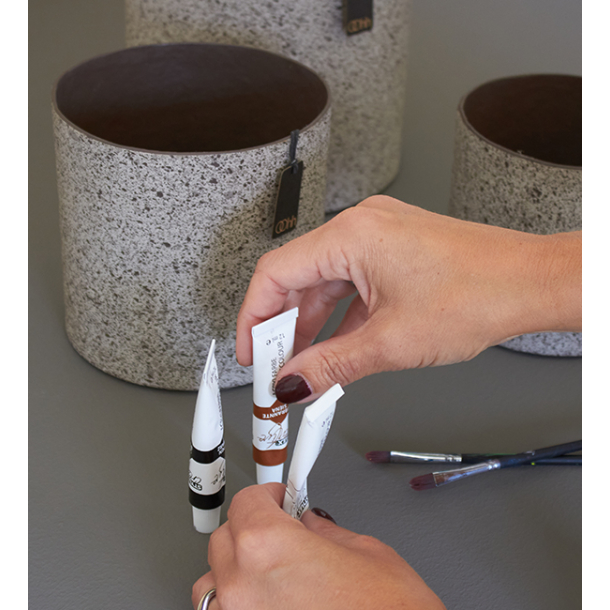 Granite hndmalet potte, Brown