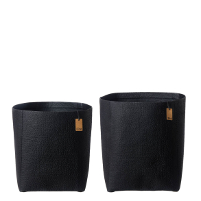 S/2 Madrid zero waste baskets, Black