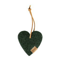 Hjerte ornament af Zero Waste uld, Green