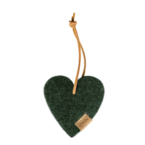 Hjerte ornament af Zero Waste uld, Green