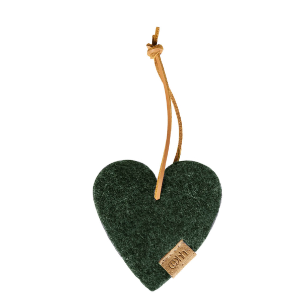 Hjerte ornament af Zero Waste uld, Green