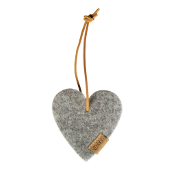 Hjerte ornament af Zero Waste uld, Grey