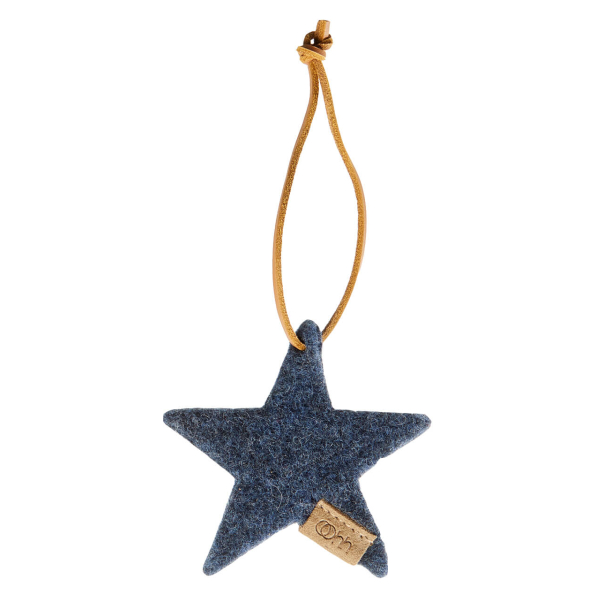 Stjerne ornament af Zero Waste uld, Blue
