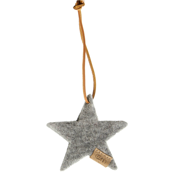 Star ornament from Zero Waste wool, Grey