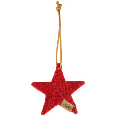 Stjerne ornament af Zero Waste uld, Red