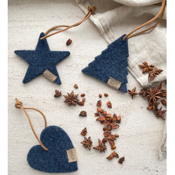 Tr ornament af Zero Waste uld, Blue