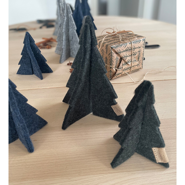 Juletr lille af Zero Waste uld, Charcoal