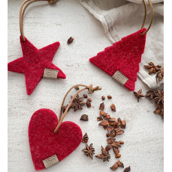 Stjerne ornament af Zero Waste uld, Red