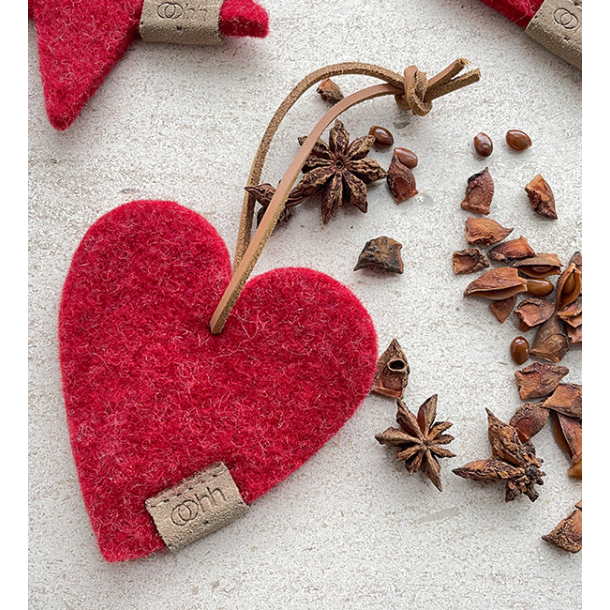 Stjerne ornament af Zero Waste uld, Red