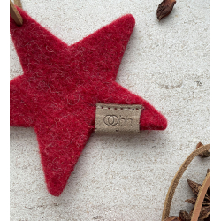 Stjerne ornament af Zero Waste uld, Red