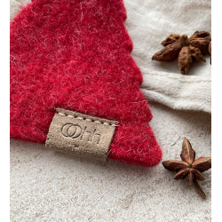 Stjerne ornament af Zero Waste uld, Red