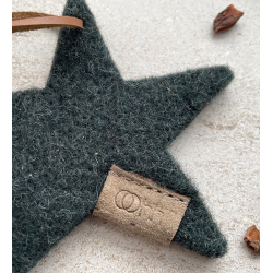 Stjerne ornament af Zero Waste uld, Green