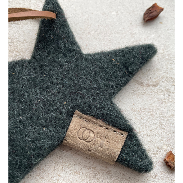 Stjerne ornament af Zero Waste uld, Green
