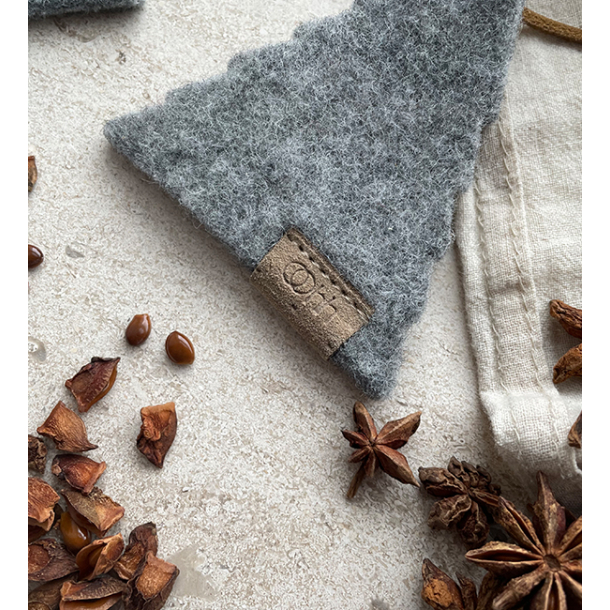 Hjerte ornament af Zero Waste uld, Grey