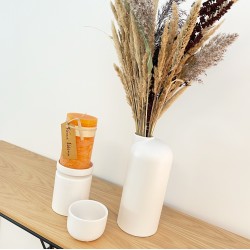 Ania Duo, Vase &amp; Lysestage, White