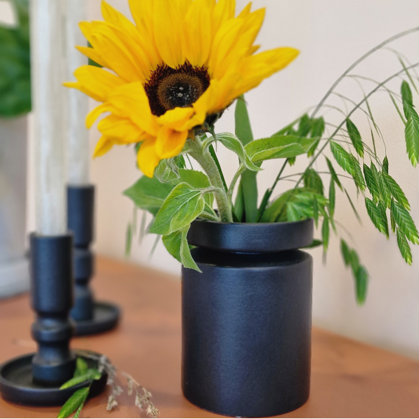 Ania Duo, Vase &amp; Lysestage, Black