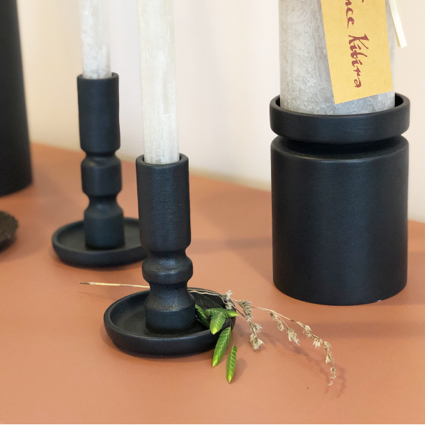 Ania Duo, Vase &amp; Lysestage, Black