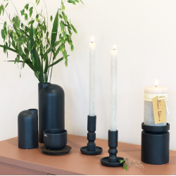 Ania Duo, Vase &amp; Lysestage, Black