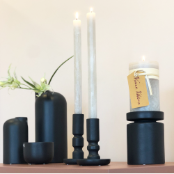 Ania Duo, Vase &amp; Lysestage, Black