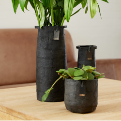 Pulp flower pot. Zero Waste, Black