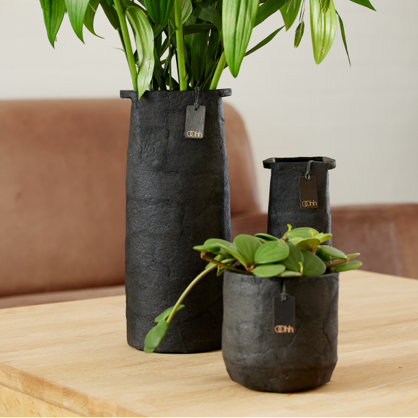 Pulp flower pot. Zero Waste, Black