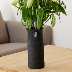 Pulp cylinder vase. Zero Waste, Burnt Olive