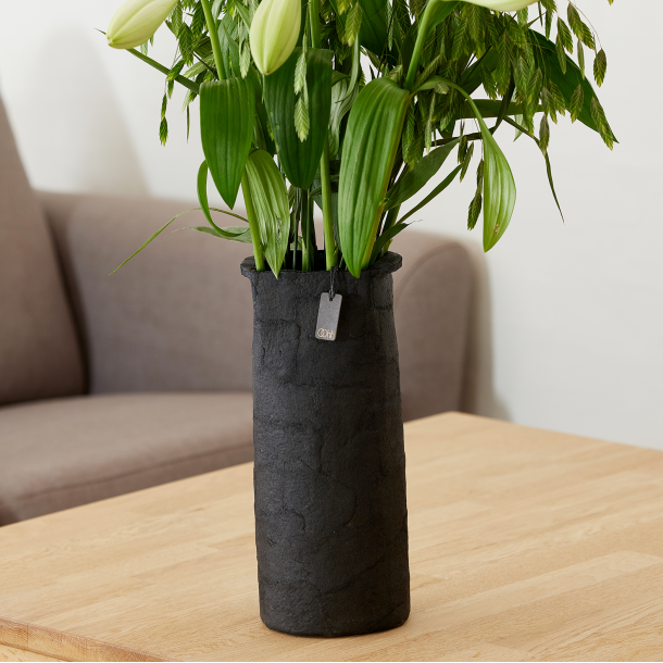 Pulp cylinder vase. Zero Waste, Burnt Olive