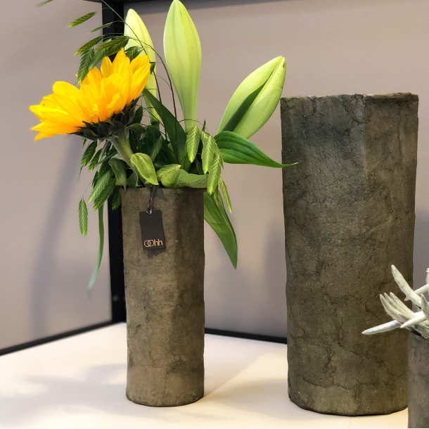 Pulp cylinder vase. Zero Waste, Burnt Olive