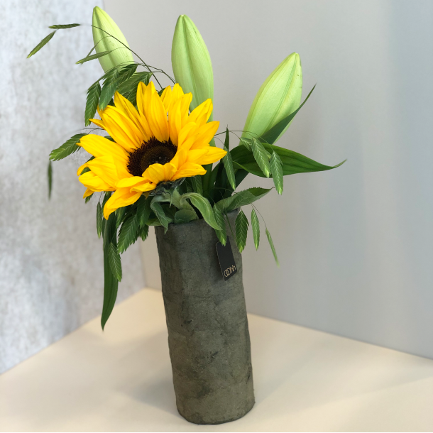 Pulp cylinder vase. Zero Waste, Burnt Olive
