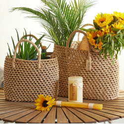 Hand woven Bags Set of 2, Natural