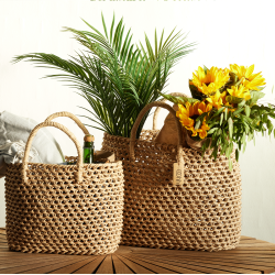 Hand woven Bags Set of 2, Natural