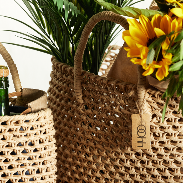 Hand woven Bags Set of 2, Natural