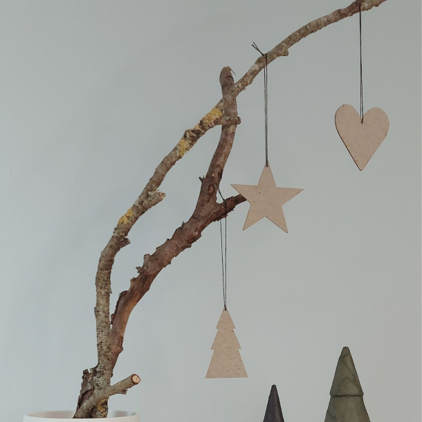 Envelope w/12 pulp Christmas ornaments, Natural