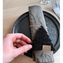 Tr ornament af Zero Waste uld, Charcoal