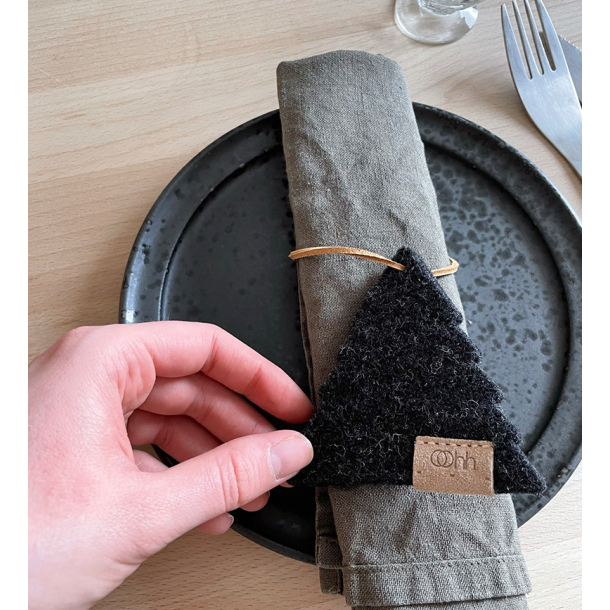 Tr ornament af Zero Waste uld, Charcoal