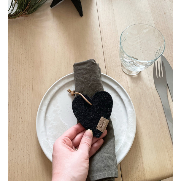 Tr ornament af Zero Waste uld, Charcoal